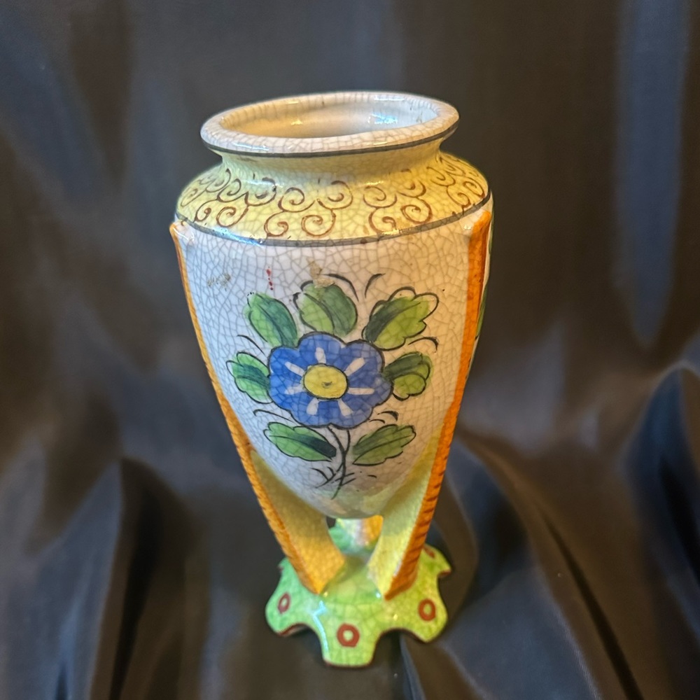 Vintage Japanese Crackle Floral Vase - Picture 8 of 8